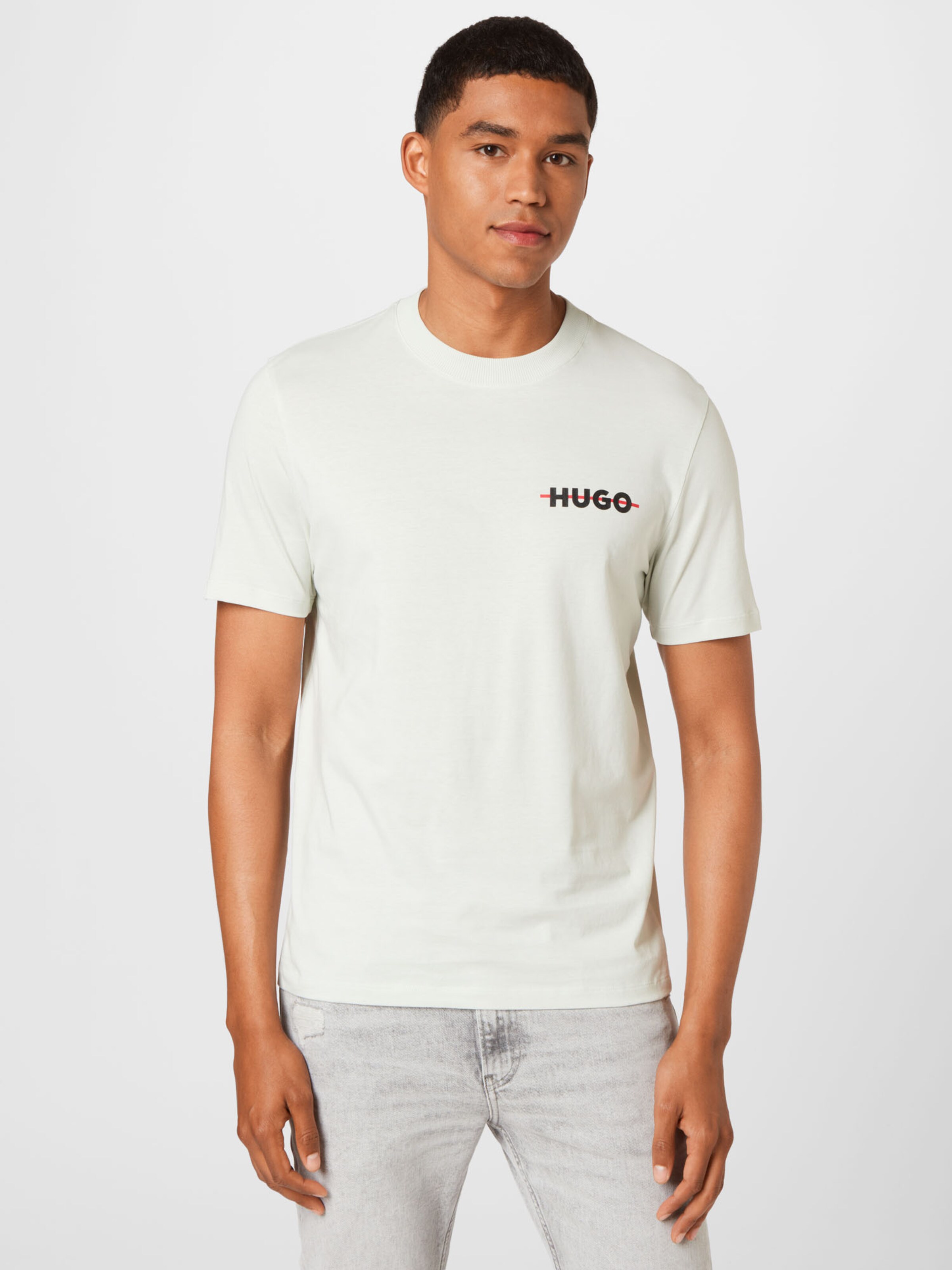 Männer Shirts HUGO T-Shirt 'Drando' in Pastellgrün - NT55049