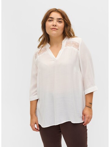 Zizzi Blouse 'Adri' in Wit: voorkant