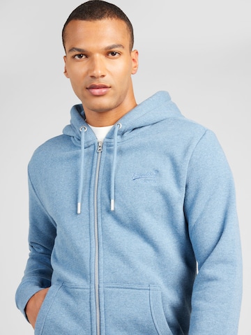 Superdry Zip-Up Hoodie 'ESSENTIAL' in Blue