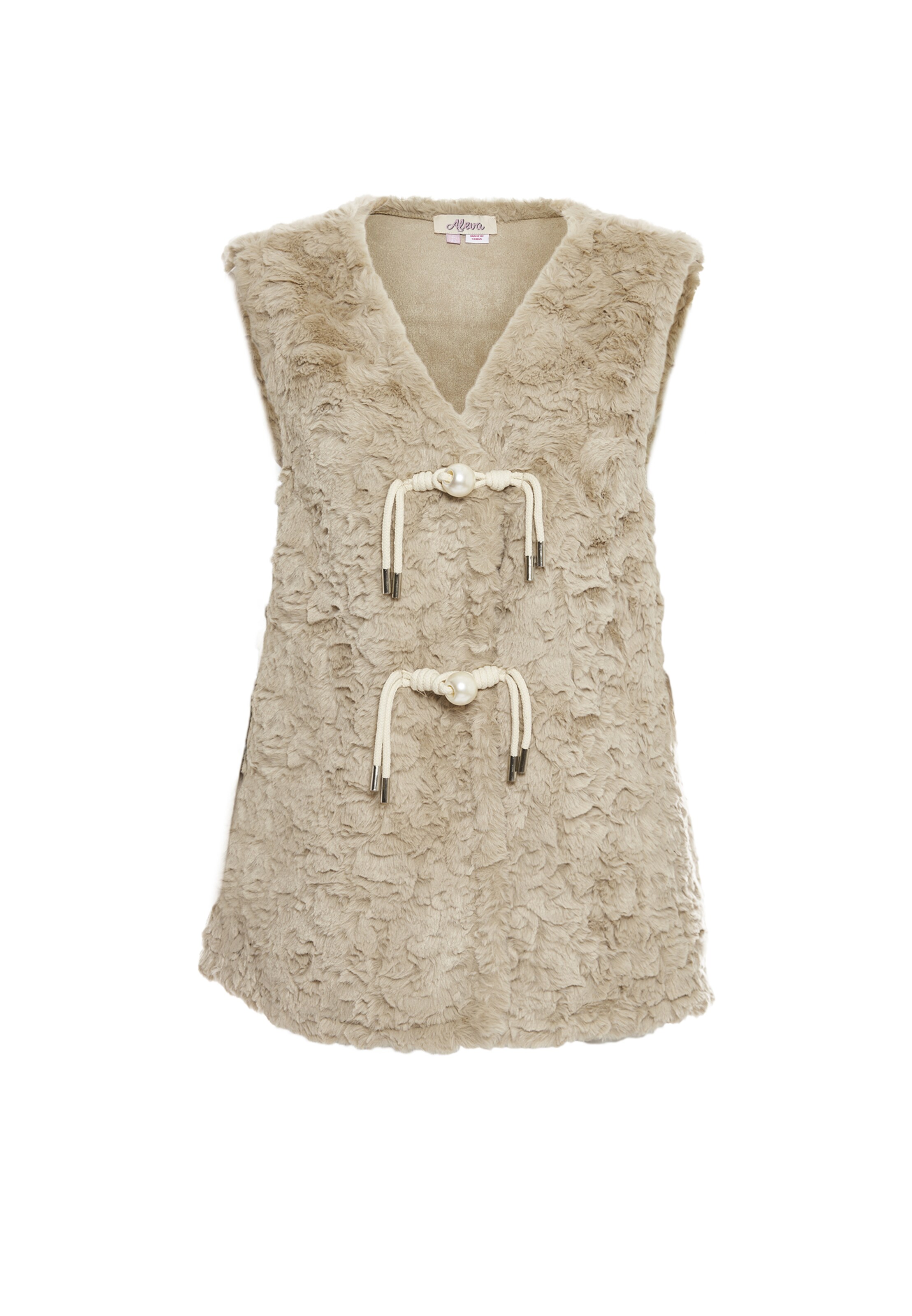 aleva Gebreide bodywarmer in Beige: voorkant