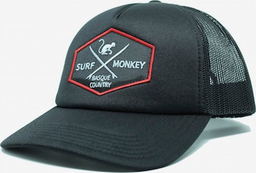 Surf Monkey Athletic Cap in Black: front