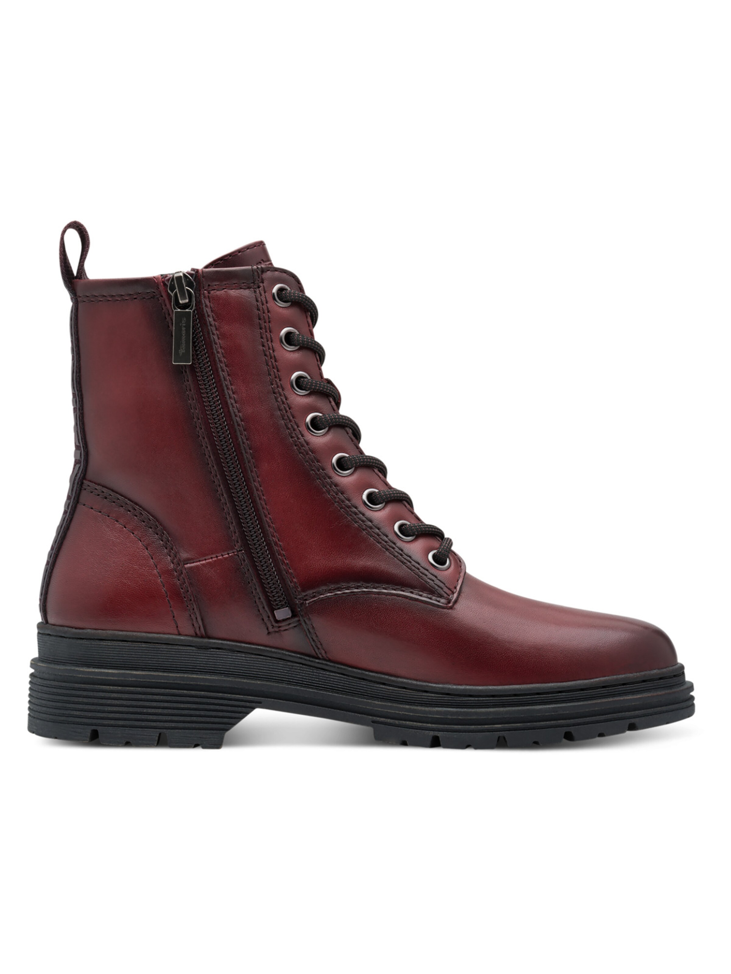Tamaris Lace-Up Ankle Boots in Red