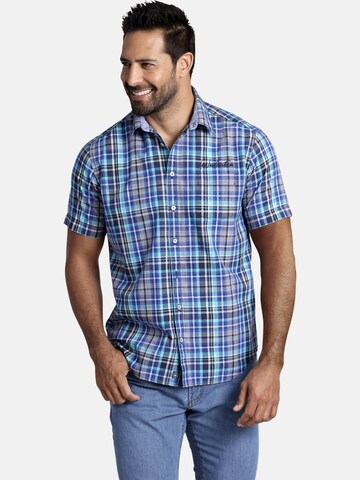 Jan Vanderstorm Comfort fit Overhemd 'Dankward' in Blauw: voorkant