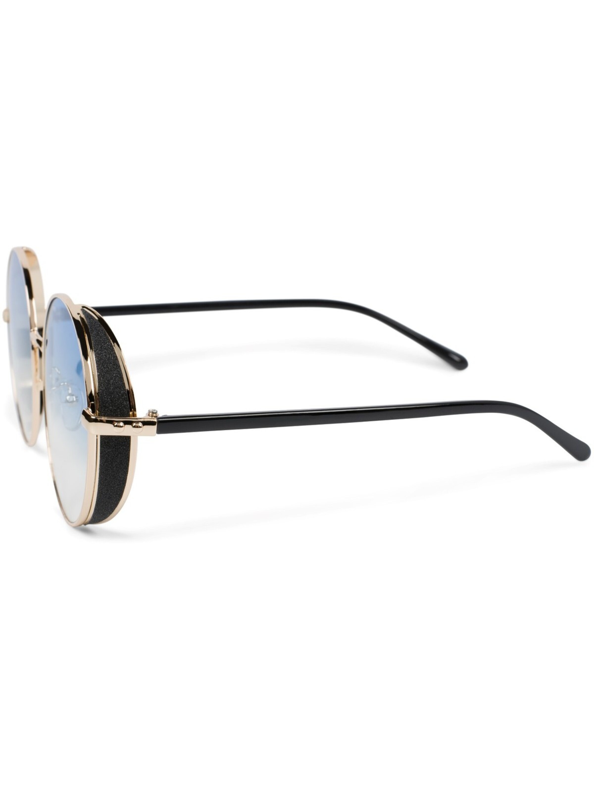 styleBREAKER Sonnenbrille 'Runde Sonnenbrille mit Glitzer Side Shield' in Blau