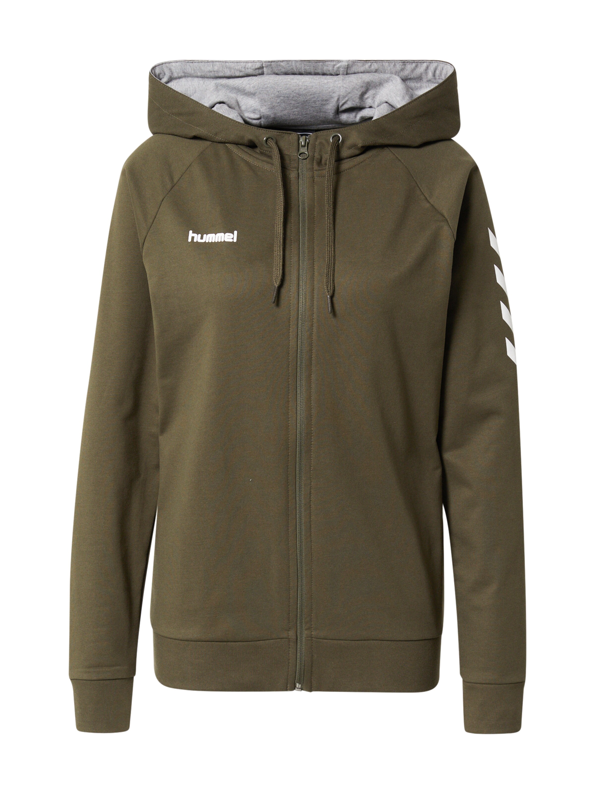 Hummel Athletic Zip-Up Hoodie in Dark green / White, Item view