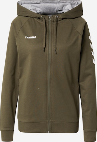 Hummel Athletic Zip-Up Hoodie in Green: front