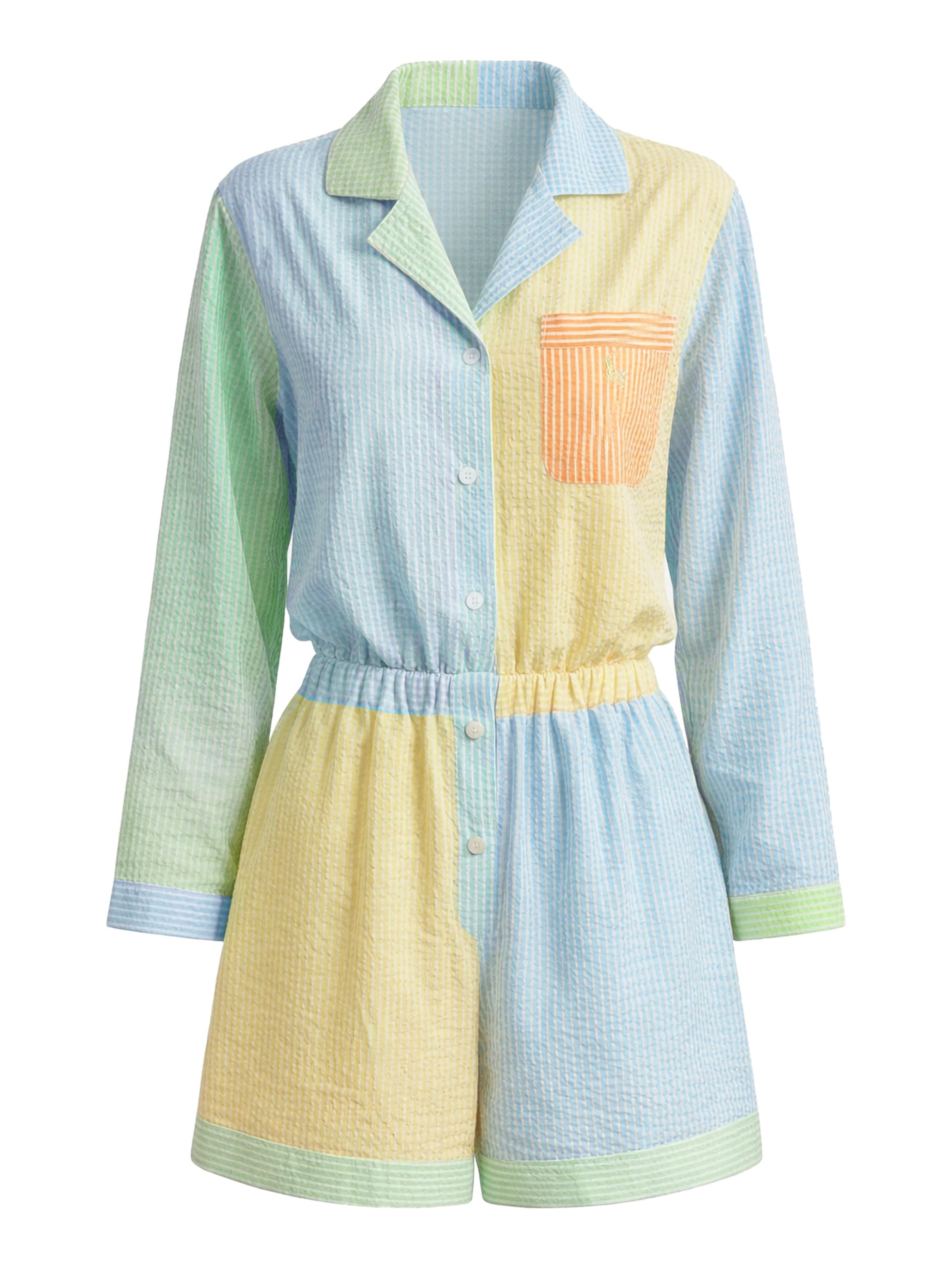 Polo Ralph Lauren Pyjama ' Scallop Seersucker ' in Mischfarben: Vorderseite