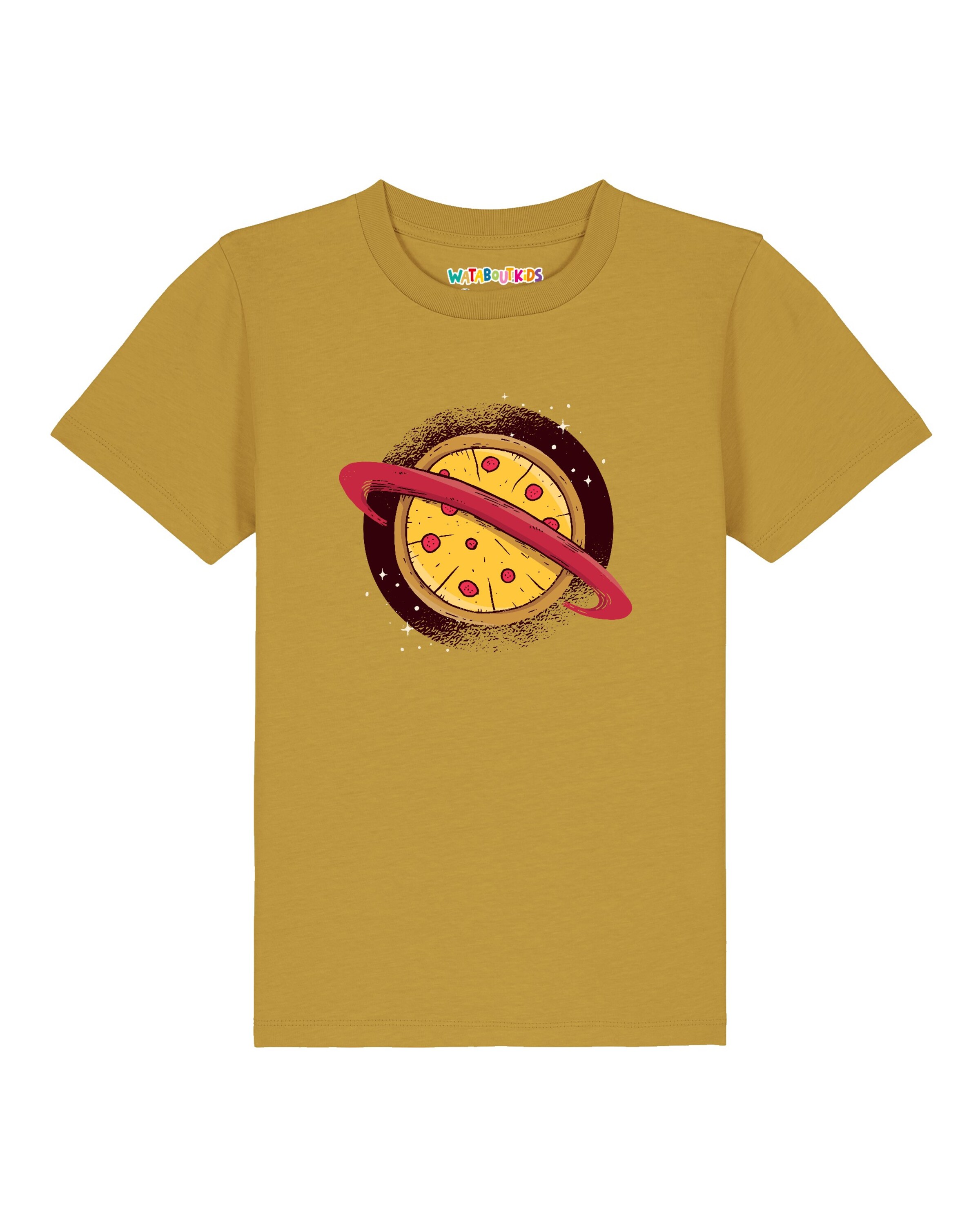 Maglietta 'Pizza Planet' di watabout.kids in giallo: frontale