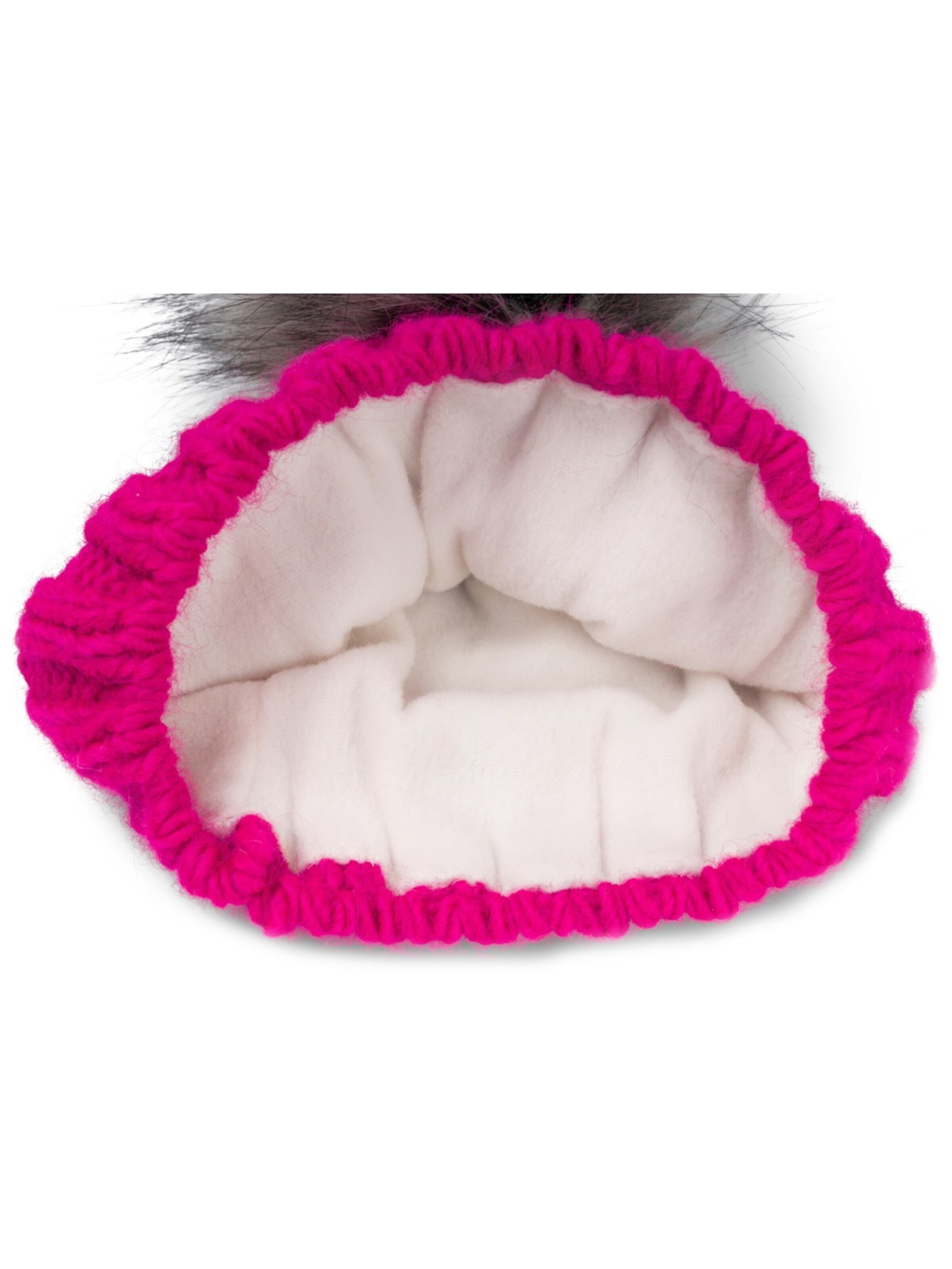 styleBREAKER Mütze 'Kinder Strick Bommelmütze Herzmuster'‌‌ in Pink