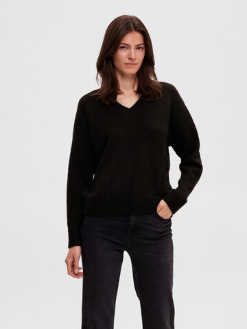 Pull-over 'MALINE' SELECTED FEMME en noir : devant