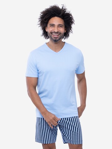 Mey Short Pajamas 'Graphic Stripes' in Blue