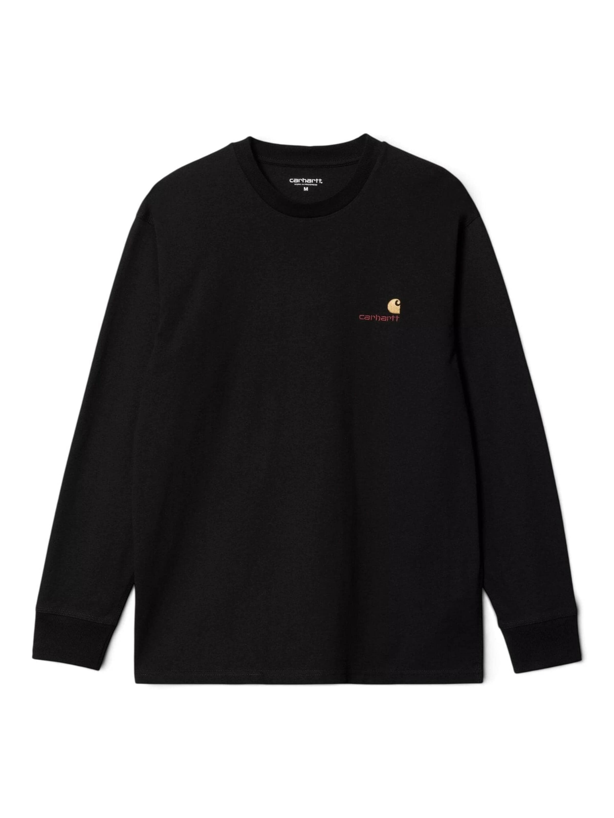 Carhartt WIP Bluzka sportowa 'L/S AMERICAN SCRIPT T-SHIRT BLACK' w kolorze czarny: przód