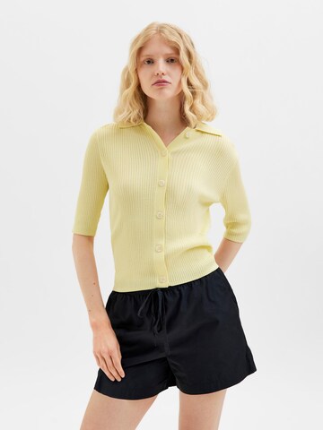 Selected Femme Petite Knit Cardigan in Yellow: front