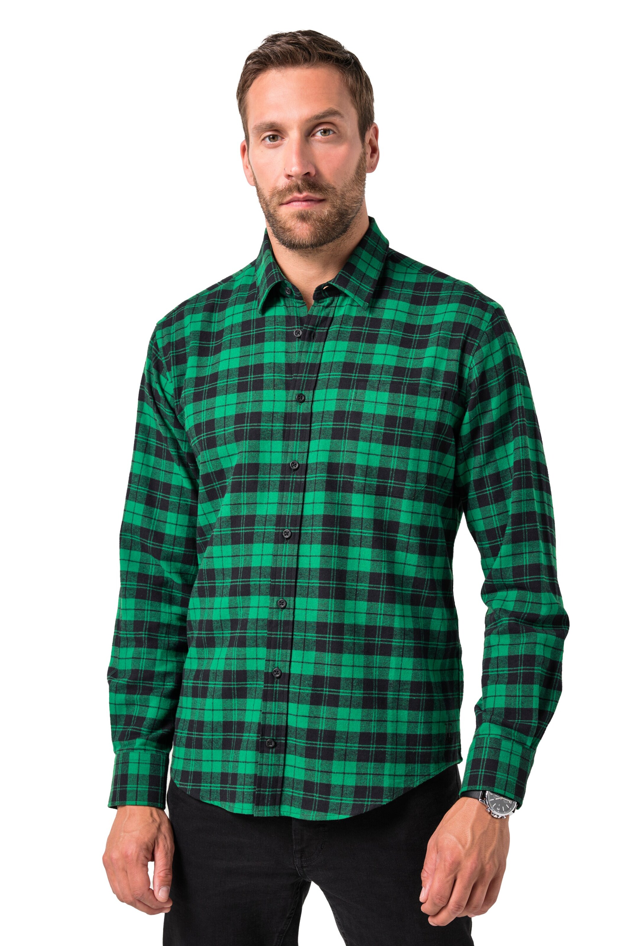 JP1880 Regular fit Overhemd in Groen: voorkant