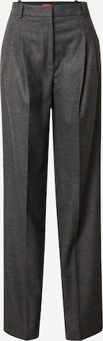 HUGO Red Regular Pleat-Front Pants in Grey: front