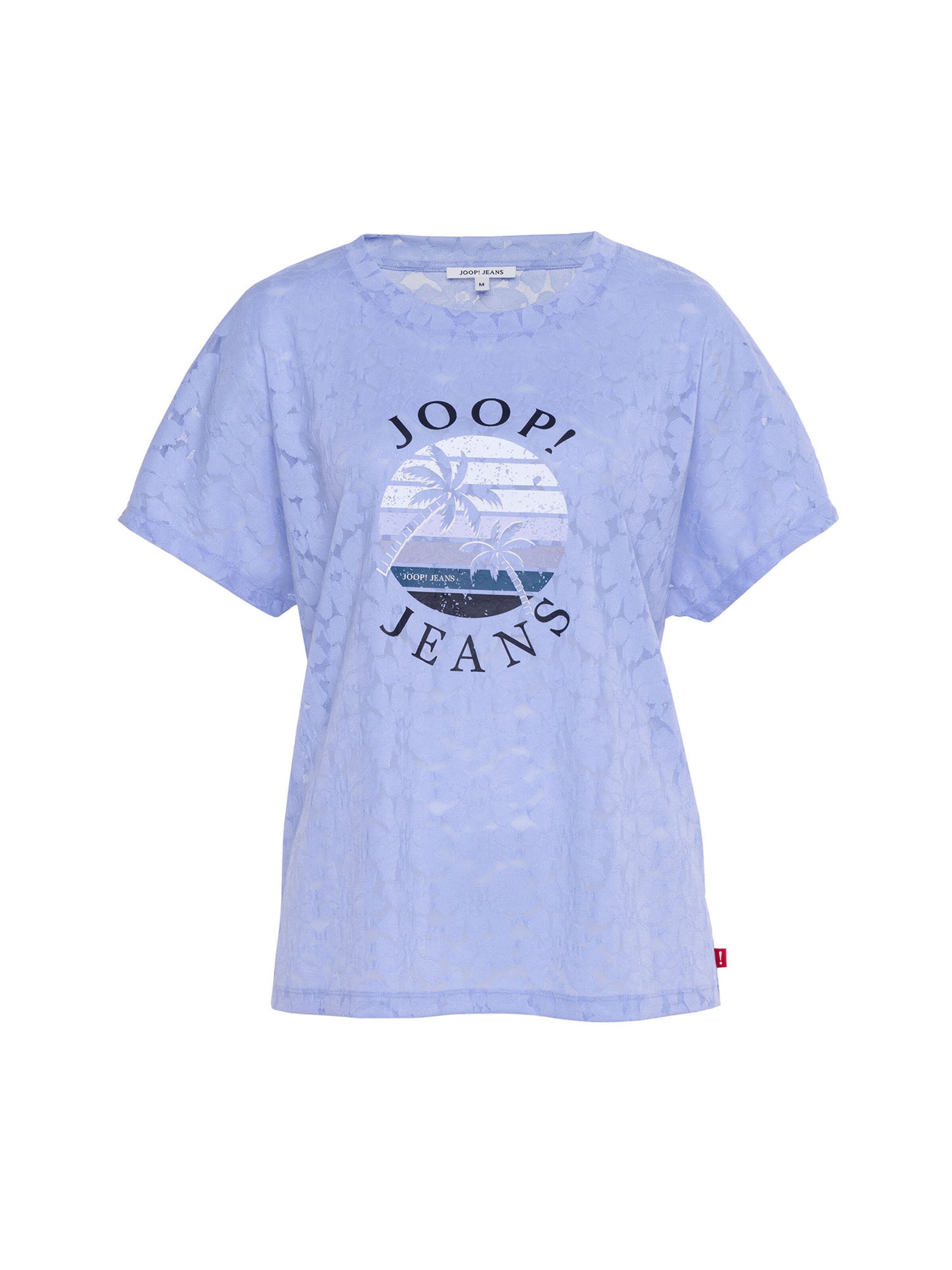 JOOP! Jeans Slaapshirt ' Allover Lace ' in Blauw: voorkant