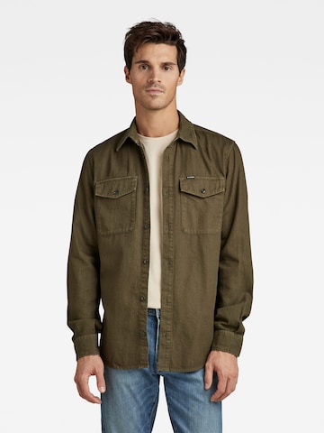 G-Star RAW Slim fit Button Up Shirt 'Marine' in Green: front