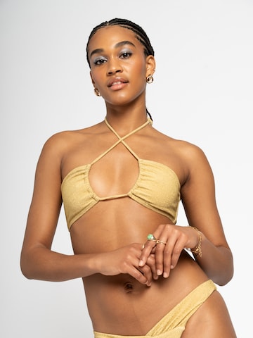 Alife and Kickin Bandeau Bikini top in Gold: front