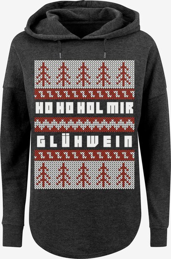 F4NT4STIC Sweatshirt 'Ho Ho Hol mir Glühwein Weihnachten' in dunkelgrau / rot / weiß, Produktansicht