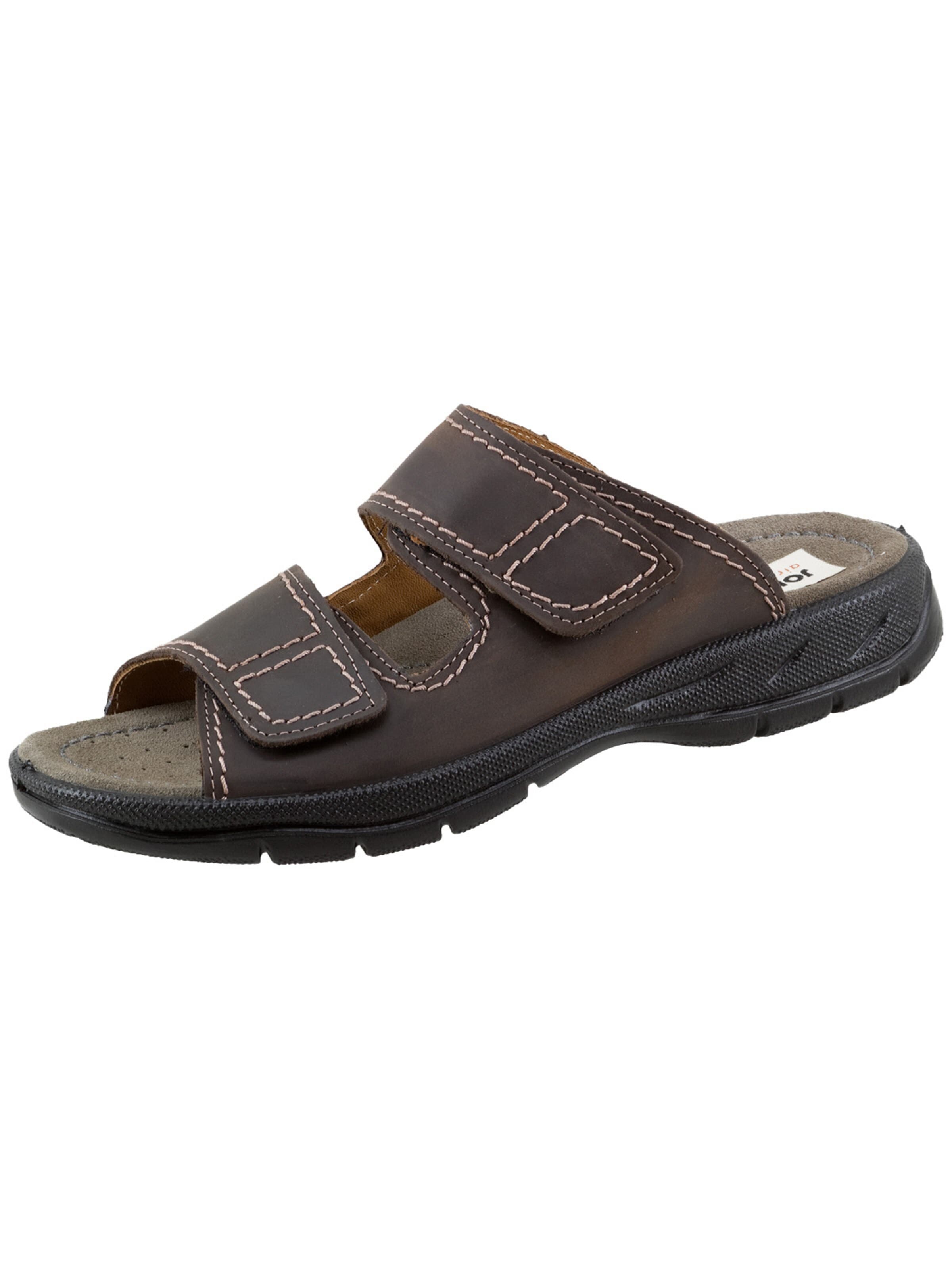 JOMOS Sandals 'Freizeitschuhe Pantolette mit Klettverschluss' in Brown: front