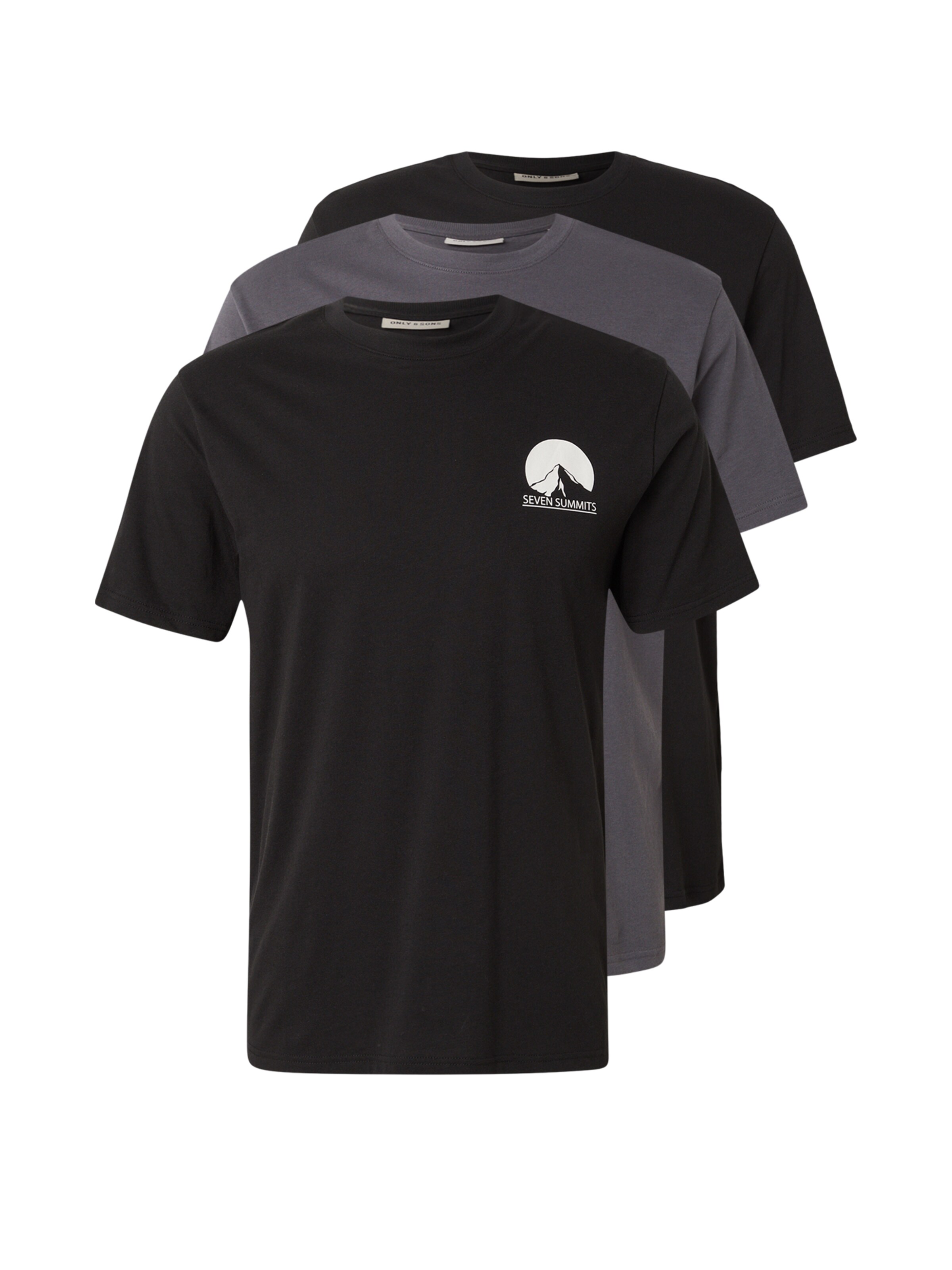 Only & Sons T-Shirt 'ONSJEFF' in dunkelgrau / dunkelrot / schwarz / weiß, Produktansicht