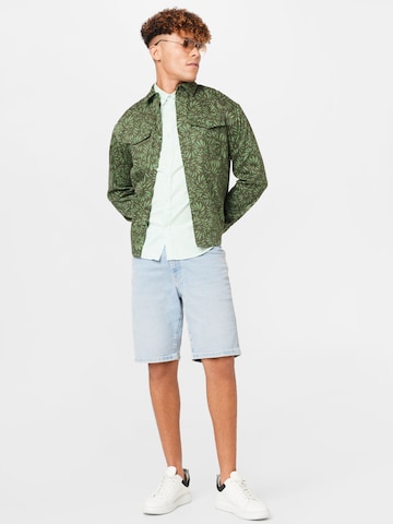 ABOUT YOU x Alvaro Soler Regular fit Button Up Shirt 'Gino' in Green