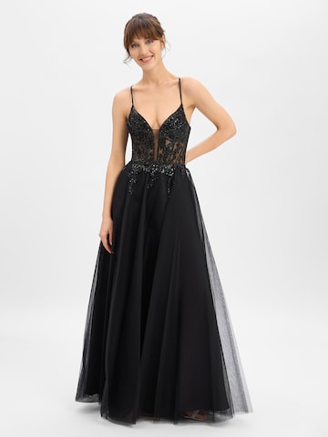 Robe de soirée Luxuar Fashion en noir : devant