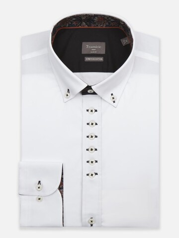 Camicia 'Donatello Iconic Poplin Stretch Man Shirt Red' di 7Camicie in bianco: frontale