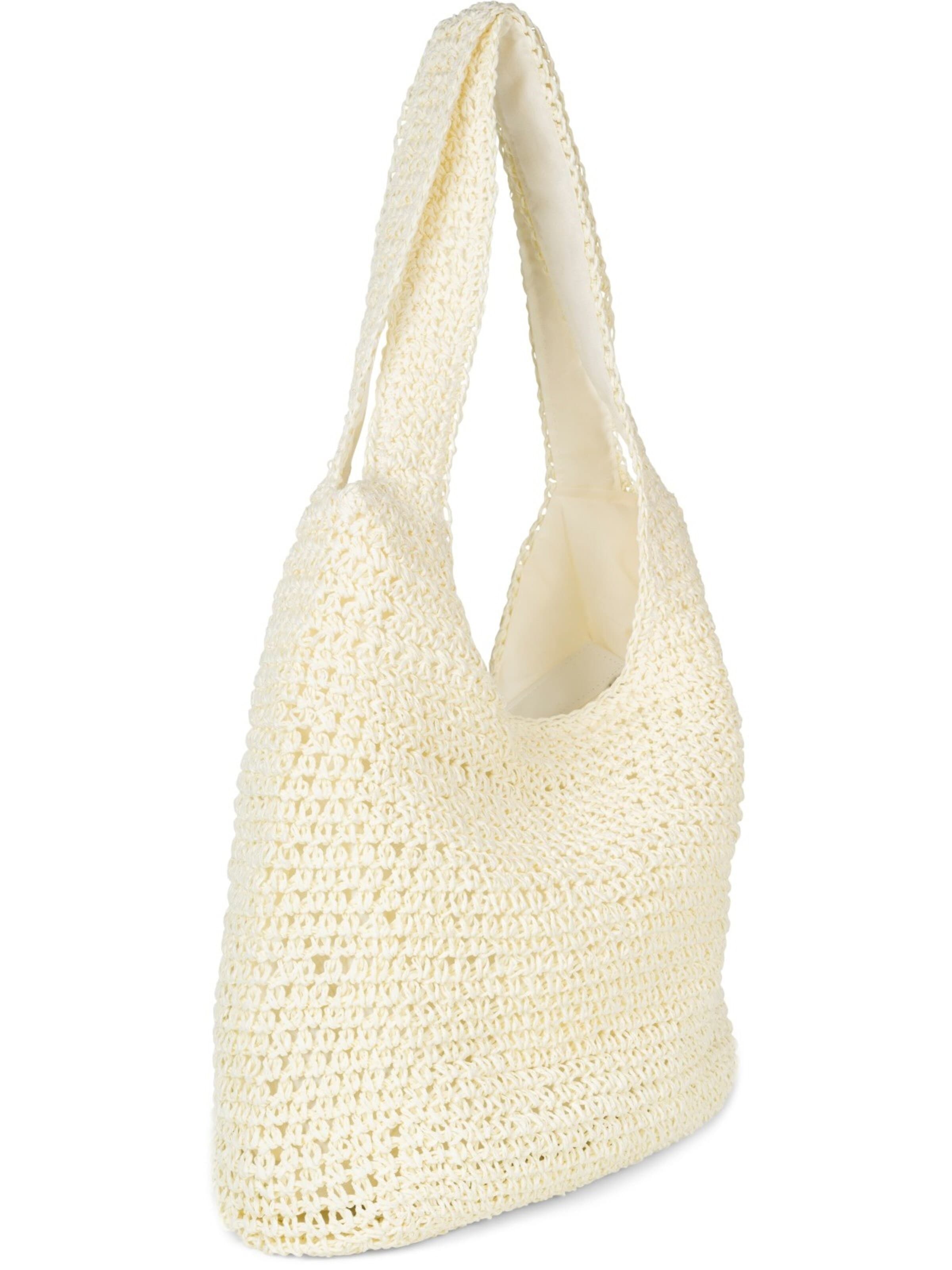 styleBREAKER Schultertasche 'Papierstroh Beuteltasche'‌‌‌ in Beige