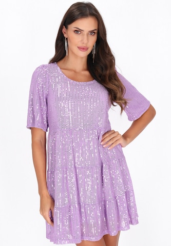Robe de cocktail faina en violet : devant