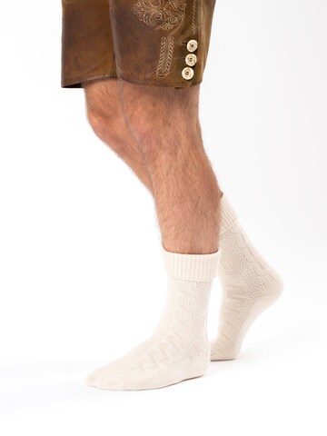 HerzSticht Traditional socks 'Enzian' in Beige: front