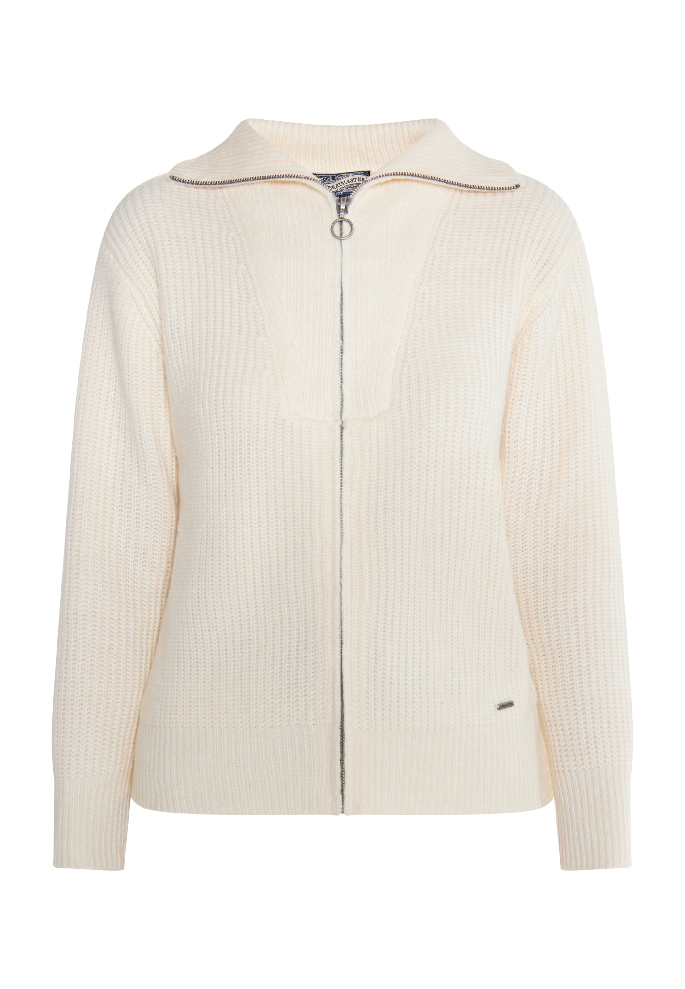 Geacă tricotată de la DreiMaster Vintage pe bej: față