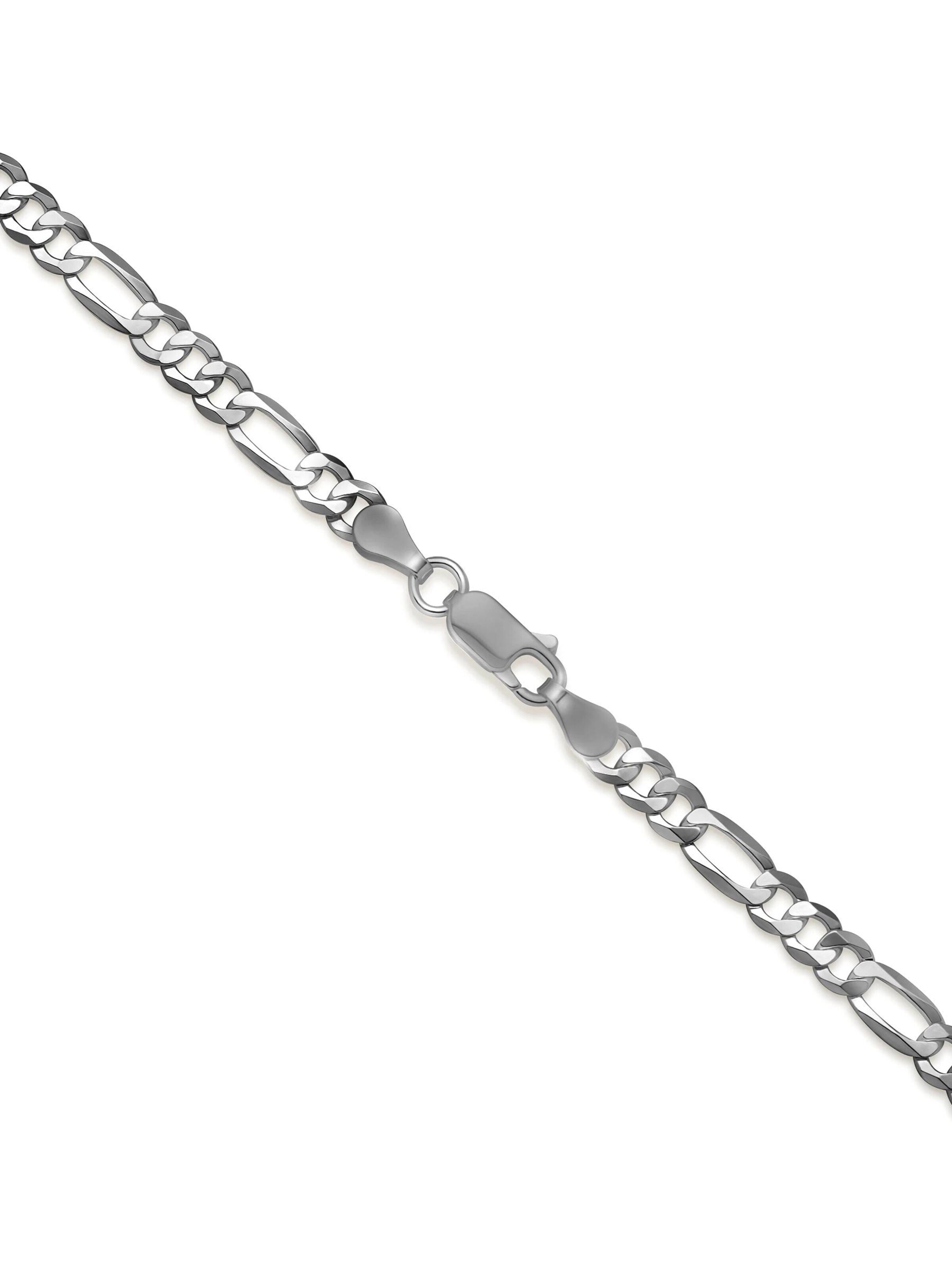 NTHIRTYTHREE Necklace 'Silberkette 925 Sterling Silber Figaro Stil Echtsilber 45cm-60cm Halskette - Bestpreis - Damen Herren mit Schmuckbox - Sale 31.08.2026' in Silver: front