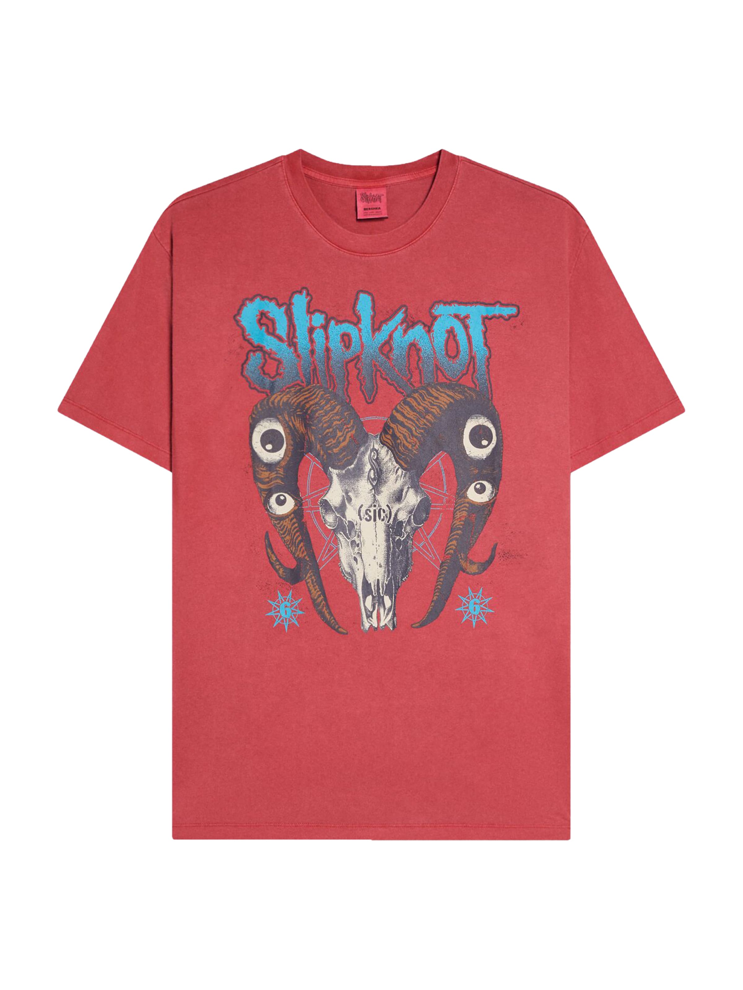 Bershka T-Shirt 'SLIPKNOT' en aqua / marron / gris / canneberge, Vue avec produit