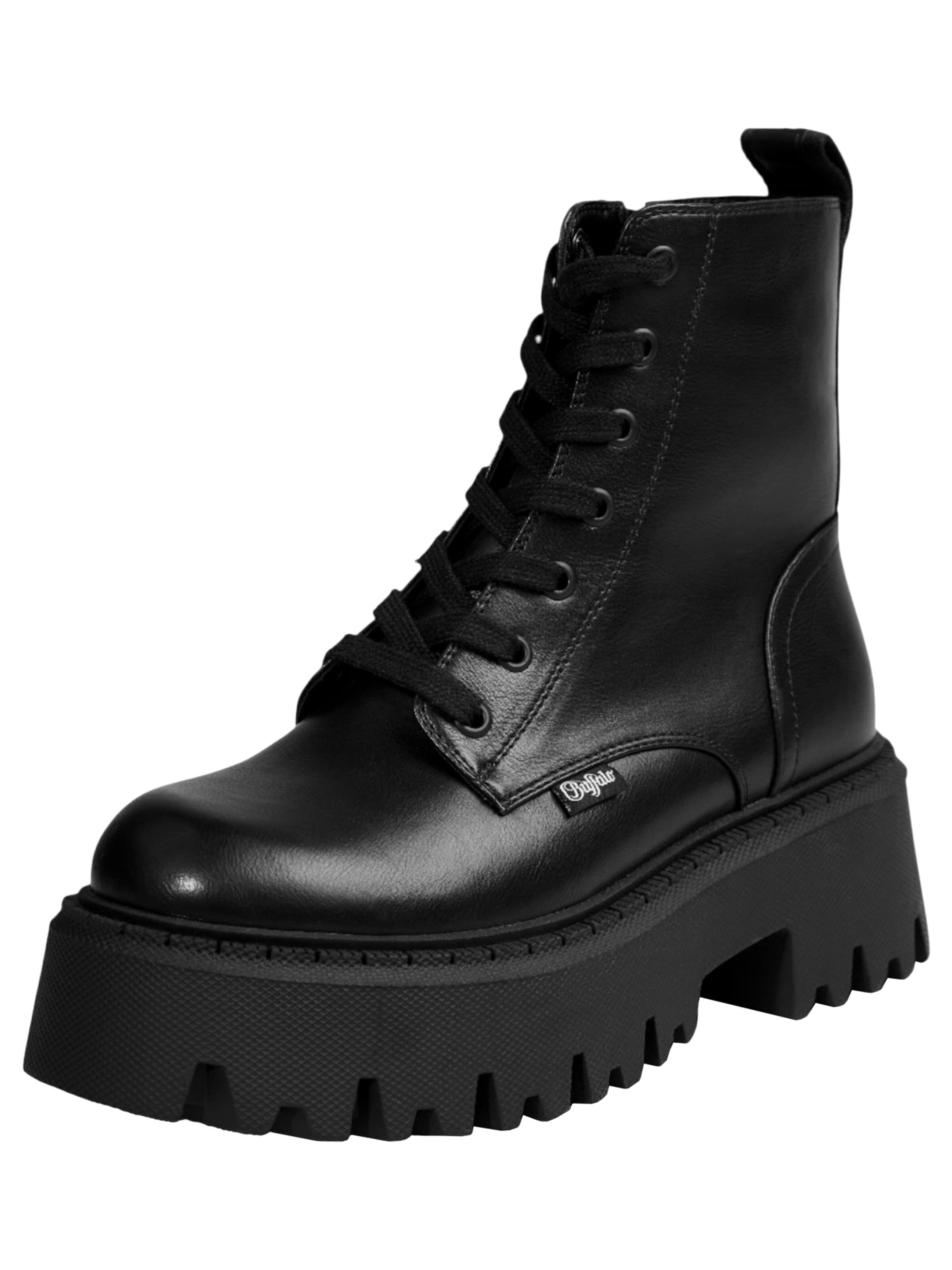 BUFFALO Boots 'Aspen Lace Up Mid' in Black: front