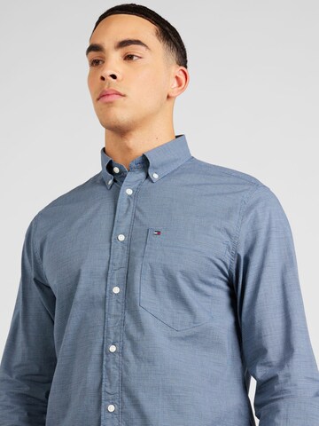 TOMMY HILFIGER Regular fit Button Up Shirt 'Houndstooth' in Blue