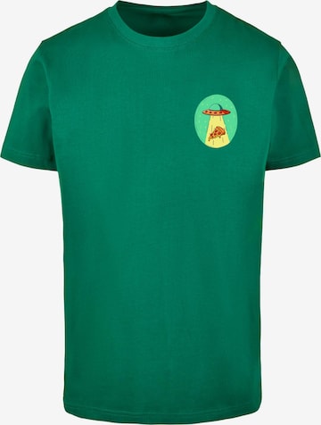 T-Shirt 'Ufo Pizza' Mister Tee en vert : devant