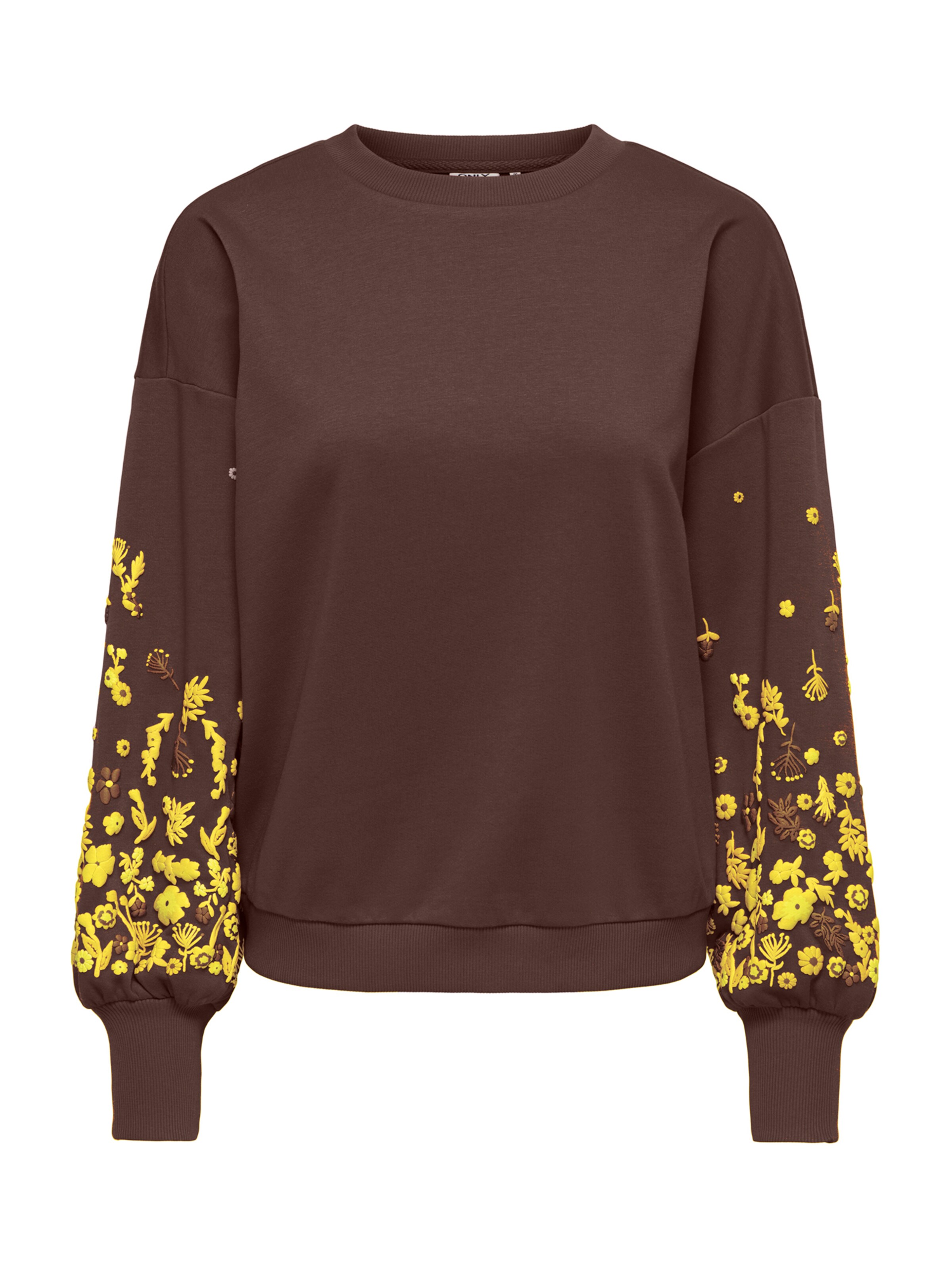 ONLY Sudadera 'ONLBROOKE' en XS en marrón / chocolate / amarillo, Vista del producto