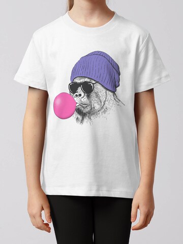 watabout.kids Shirt ' Gorilla Kaugummi ' in Wit: voorkant
