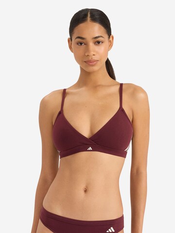 ADIDAS SPORTSWEAR Triangel BH ' Sport Active Essentials Cotton 3 Stripes ' in Rood: voorkant