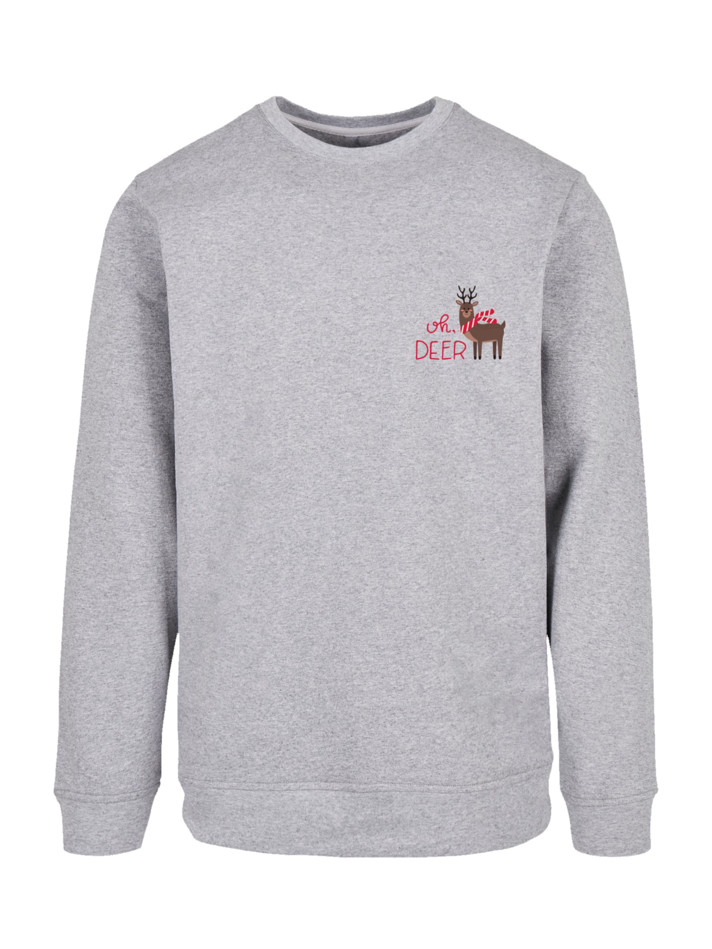 F4NT4STIC Sweatshirt 'Christmas Deer' in Grijs: voorkant