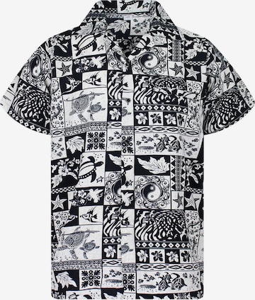 King Kameha Shirt 'Puzzle' in Schwarz: Vorderseite