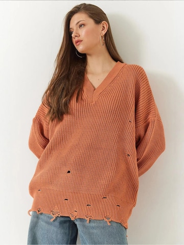 Bianco Lucci Oversized trui in Bruin