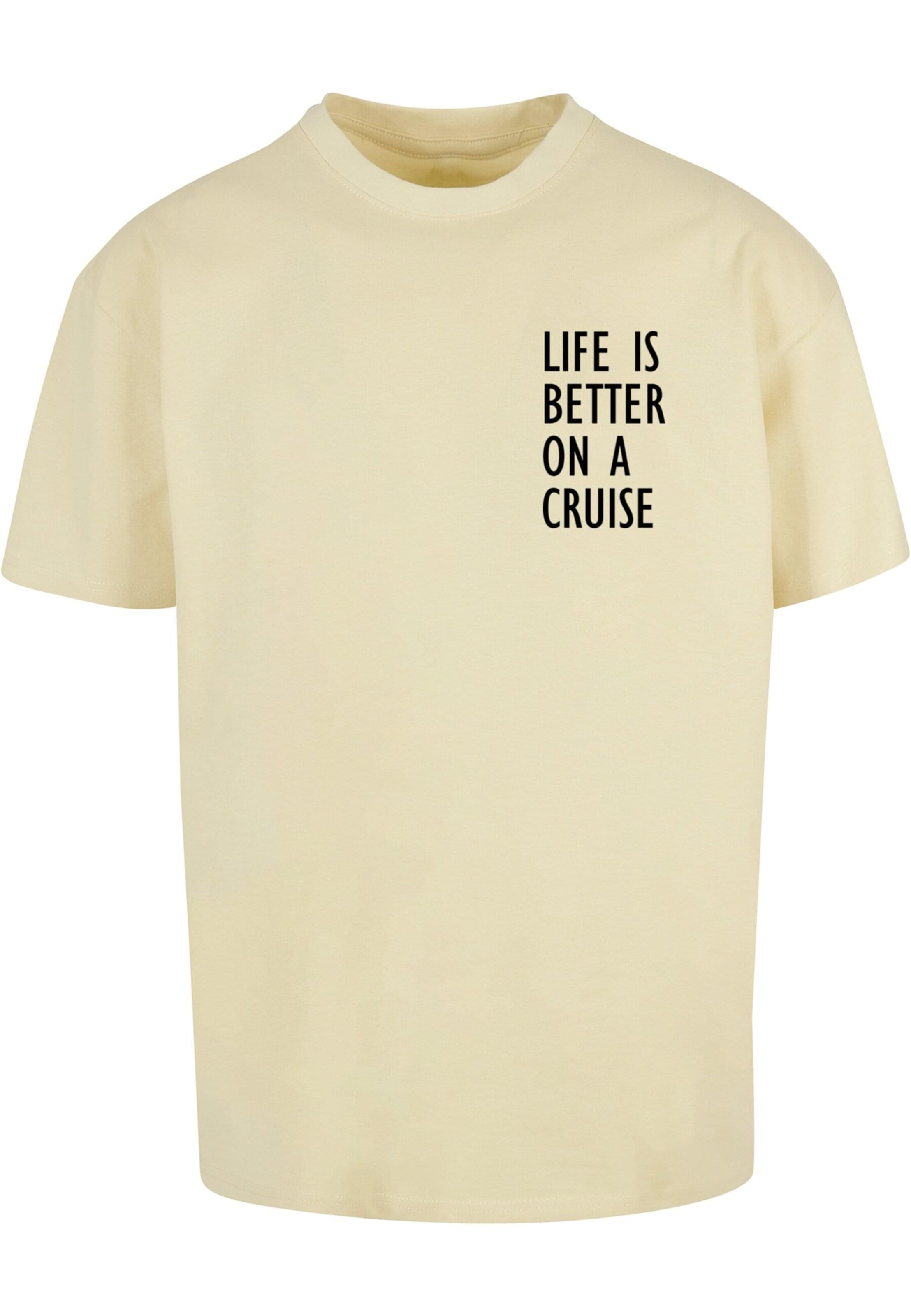 Merchcode T-Shirt 'Life Is Better' in Gelb: Vorderseite