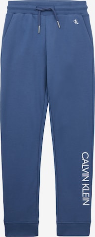Calvin Klein Jeans Tapered Broek in Blauw: voorkant