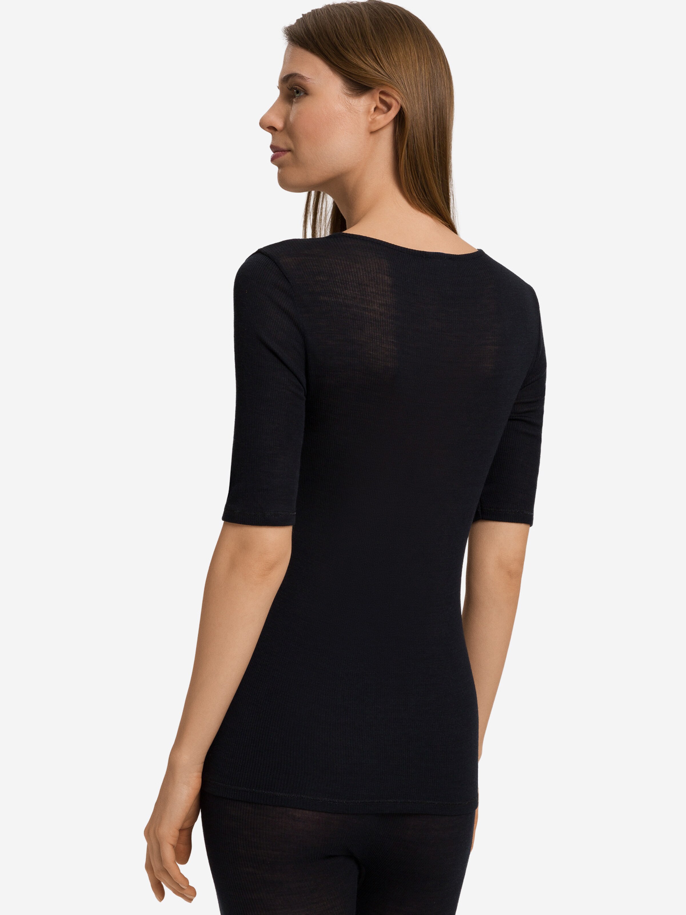 Hanro Unterhemd ' Woolen Lace ' in Schwarz