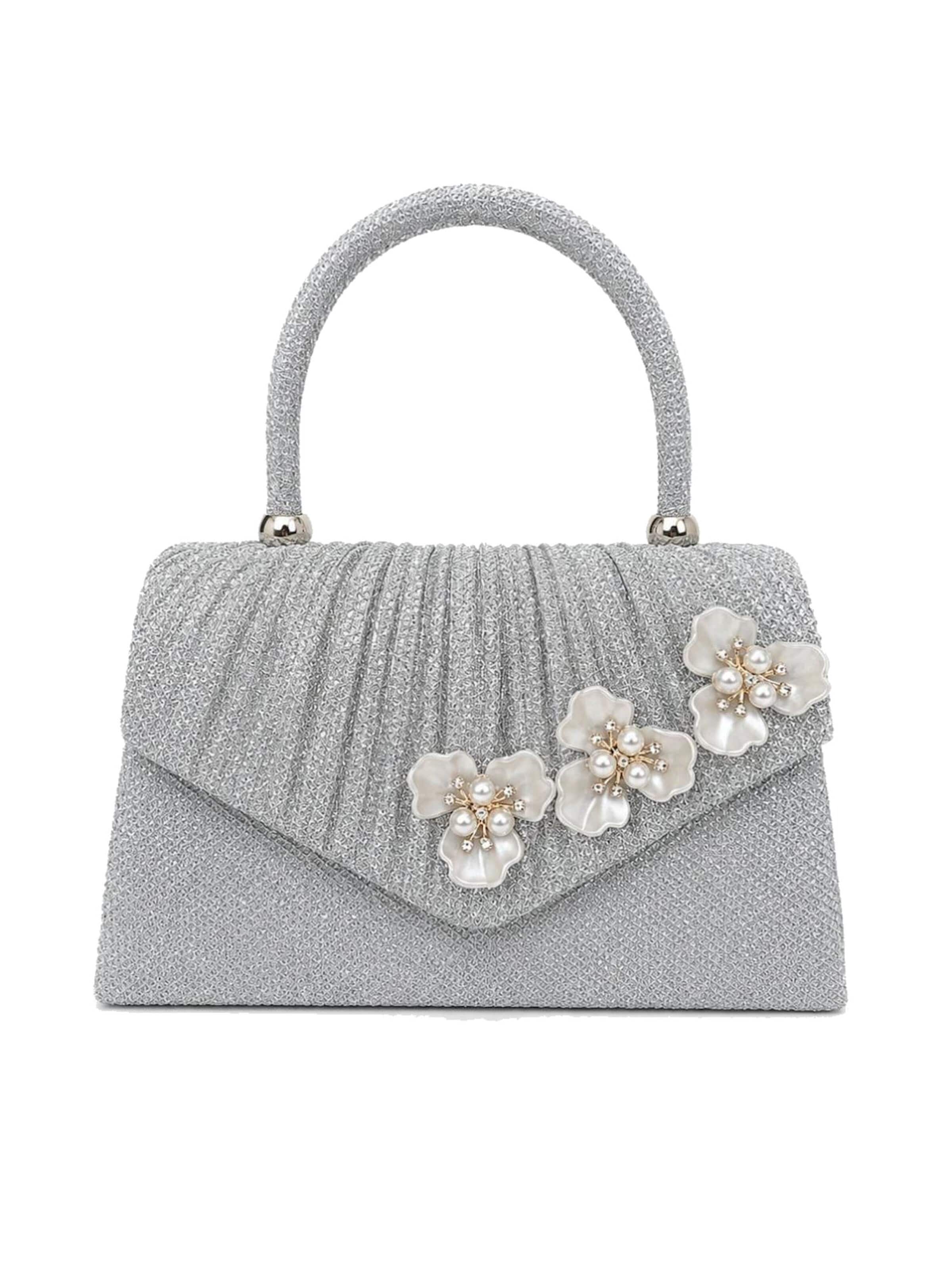 Tomshop24-7 Handbag 'Abendtasche Camellia I, mini' in Silver: front
