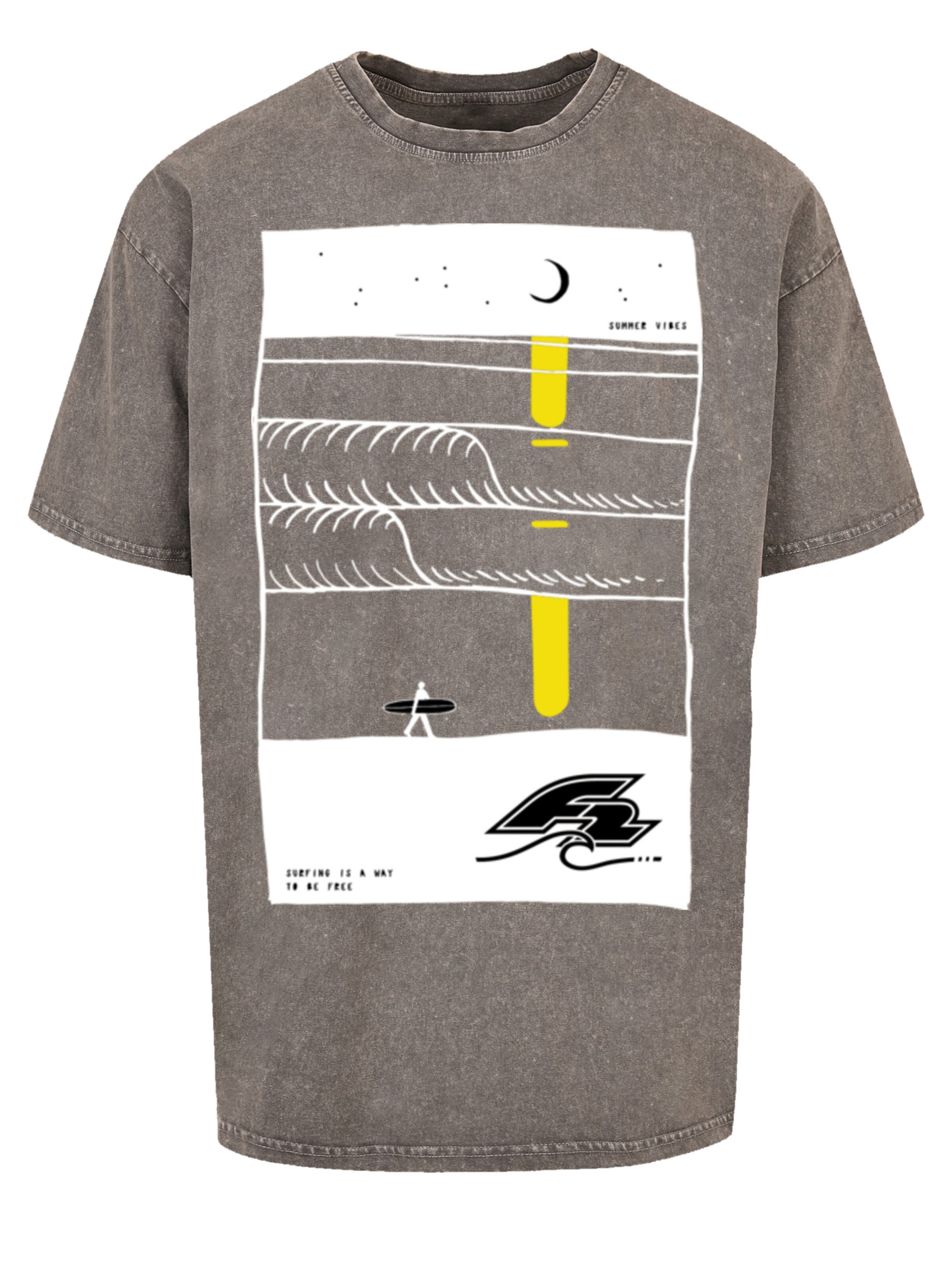 F2 Shirt 'Be Free Surfer Style Sommer' in Grey: front