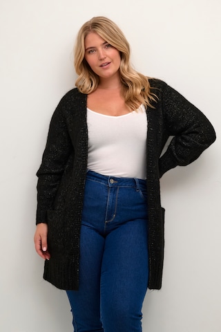 KAFFE CURVE Knit Cardigan 'Alicia' in Black: front