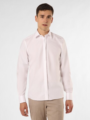 Coupe slim Chemise business Finshley & Harding en blanc : devant